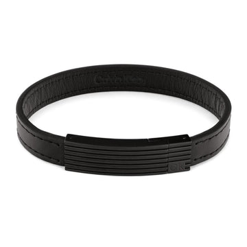 Ανδρικό βραχιόλι Calvin Klein 35000270 από μαύρο δέρμα με μαύρη αγκράφα.